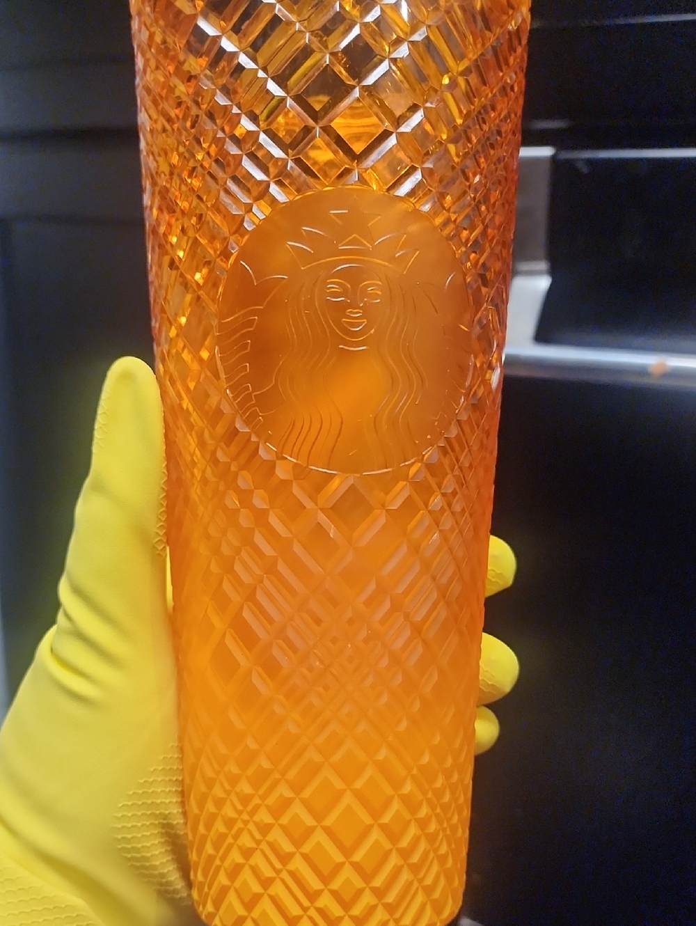 Starbucks Orange Faceted Diamond Tumbler